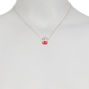 Sterling Silver CZ Cupcake Pendant Necklace
